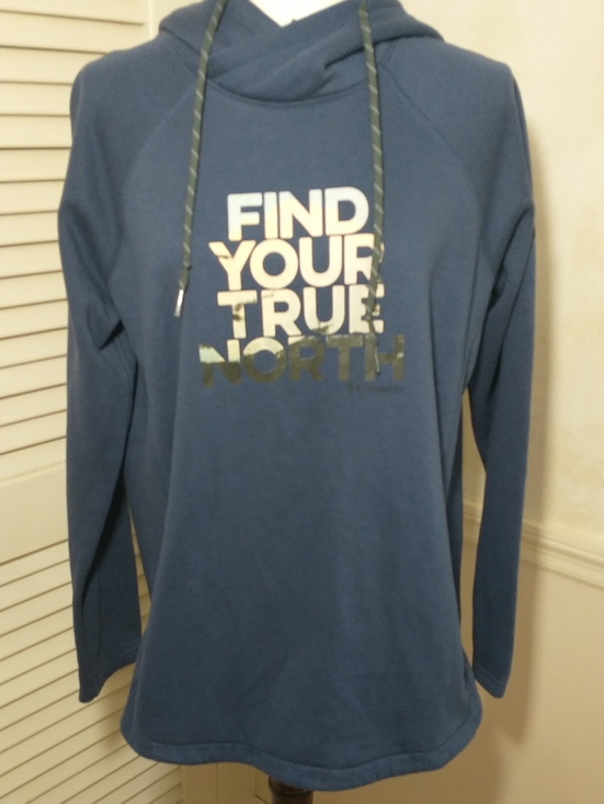 Columbia Tops - Columbia Women's Fleece‎ Pullover Hoodie, Kangaroo Pocket, Size Large, Dark Blue